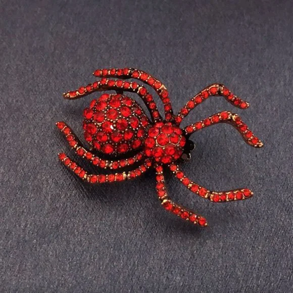 Spider Crystal Rhinestone Brooch - Picture 4 of 16